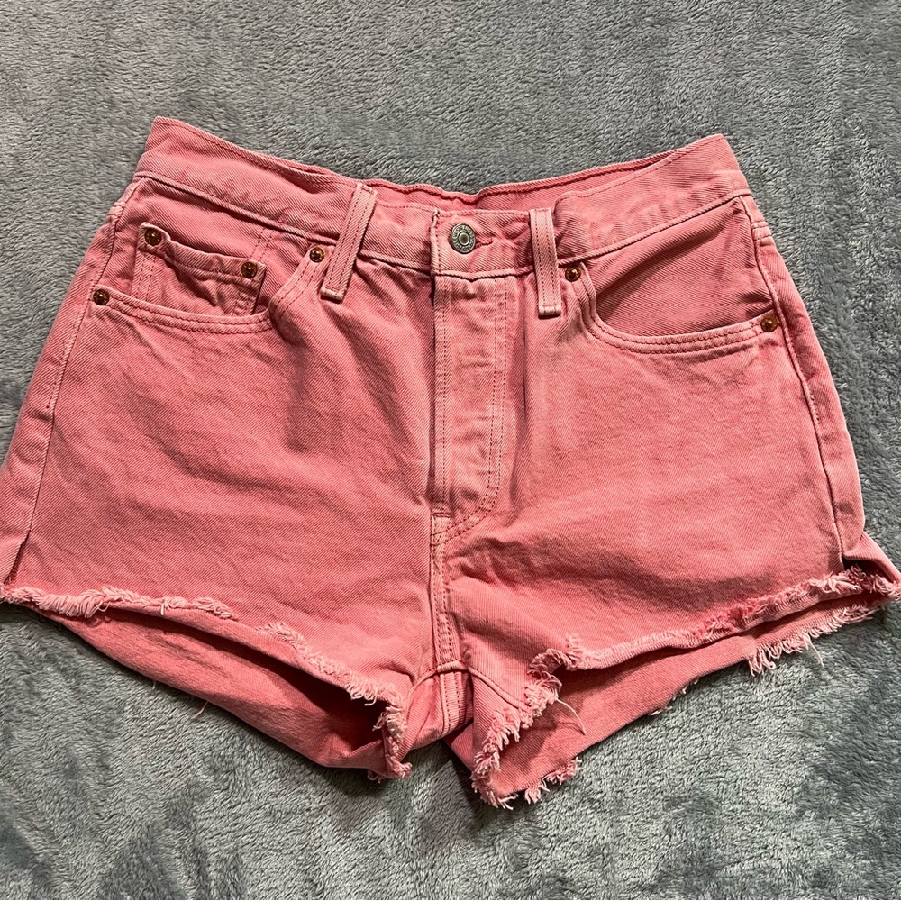 Watermelon Pink Levi 501 Shorts